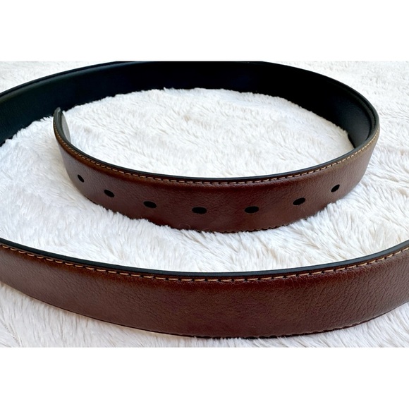 Men’s Reversible Black and Brown Vegan Leather Belt with Silver Buckle - Picture 12 of 17